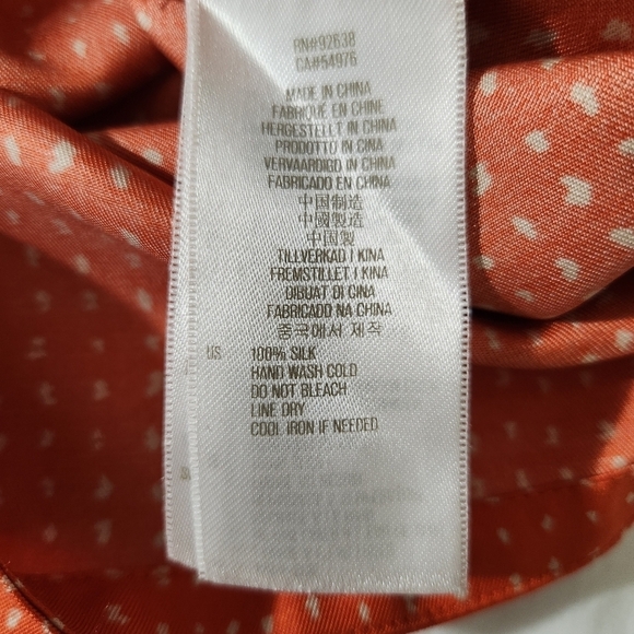 Fossil Women's 100% Silk Orange Ditzy Print Button Down Pockets Shift Dress SZ 4 - Picture 14 of 14